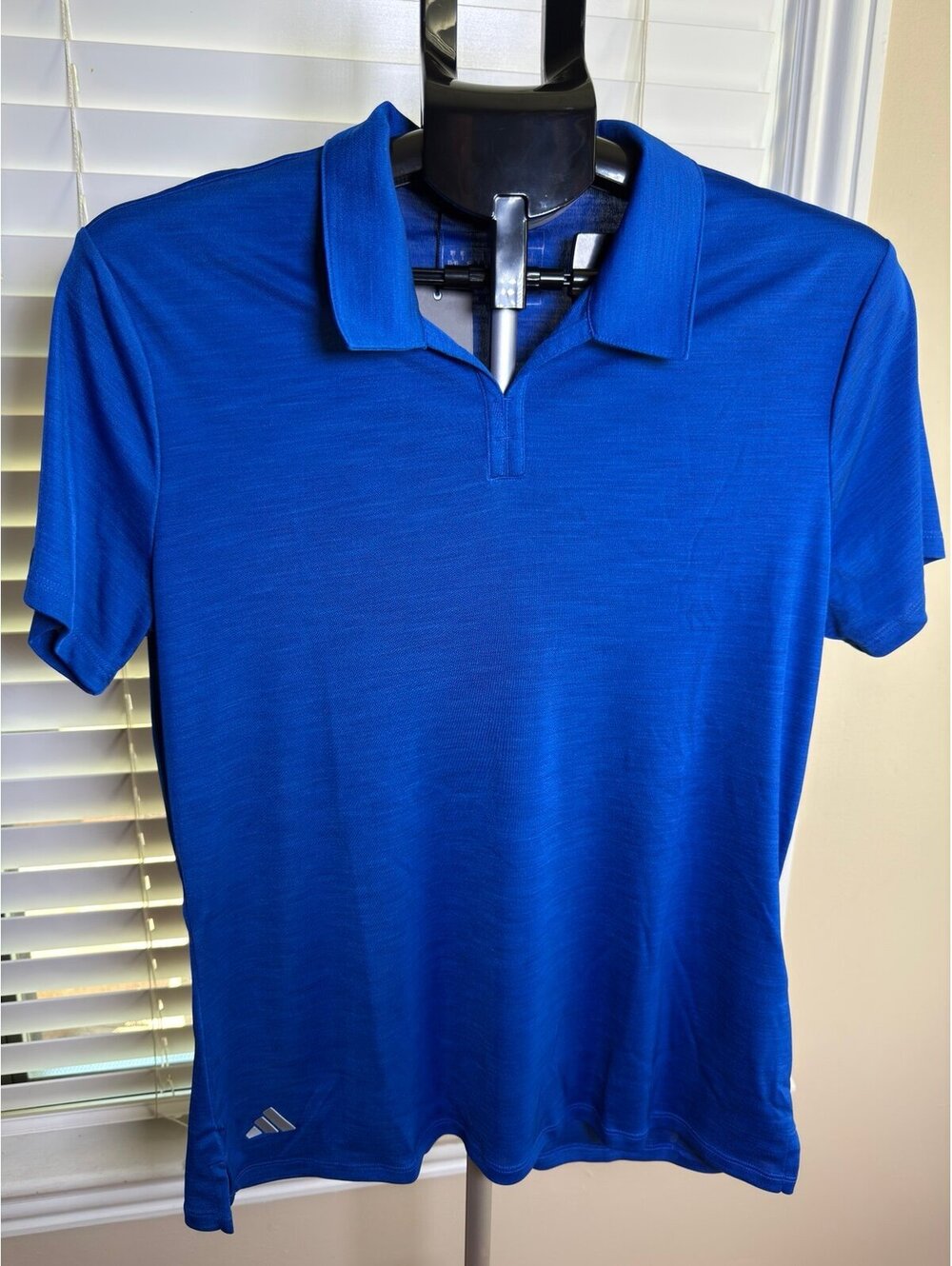 Adidas Women’s Golf Polo Shirt Large Blue Striped Performance Short Sleeve NWT